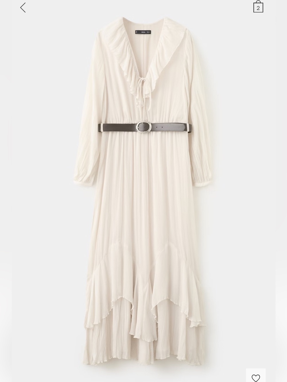 Mango off white chiffon maxi dress with belt size small - Picture 4 of 9